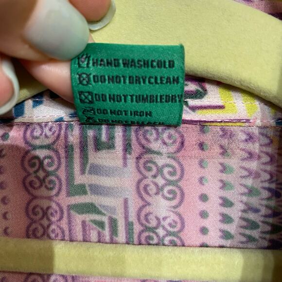 Muze New York Pink Sheer Button Down Sz L - Picture 7 of 12